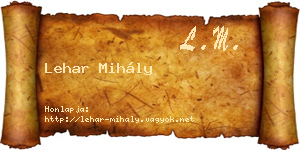 Lehar Mihály névjegykártya